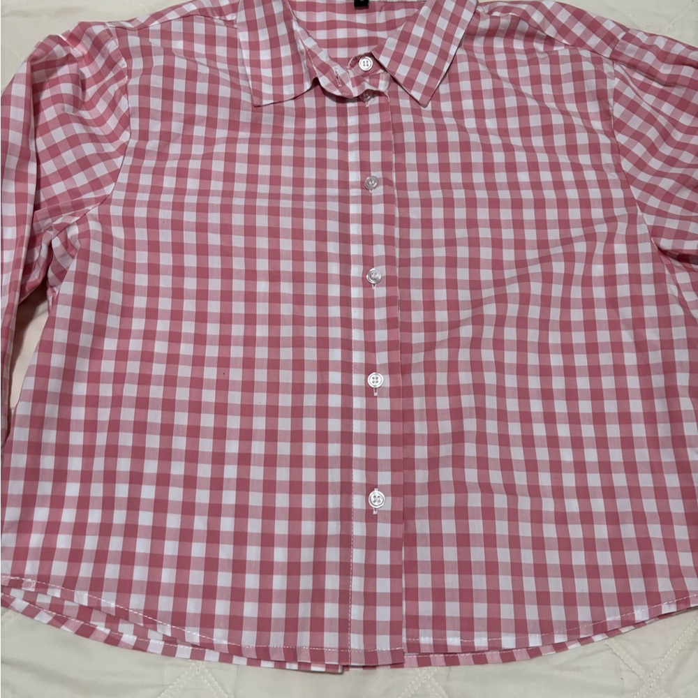 Velvet Heart Pink and White Checkered Button Down Shirt